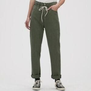 GAP Paperbag Boyfriend Jeans Green Women's Size 10 Tall Casual Weekend